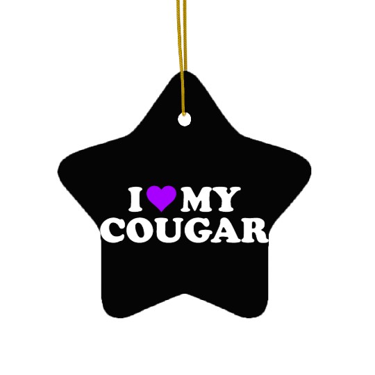 I Love Cougars Cougar Humor Valentine's Day 3BK4 Ceramic Ornaments