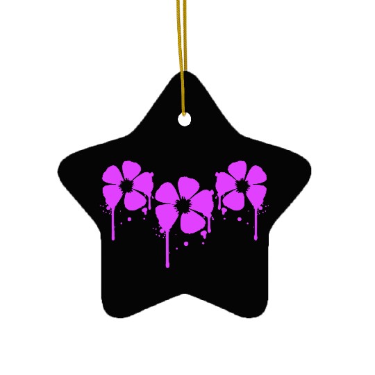 Flowers Pink Graffiti Drop Spray Spring Summer Fun Ceramic Ornaments