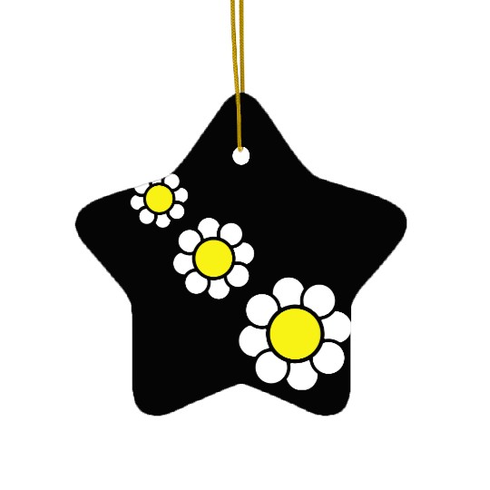 3 White Daisies Flowers Spring Summer Pretty Ceramic Ornaments