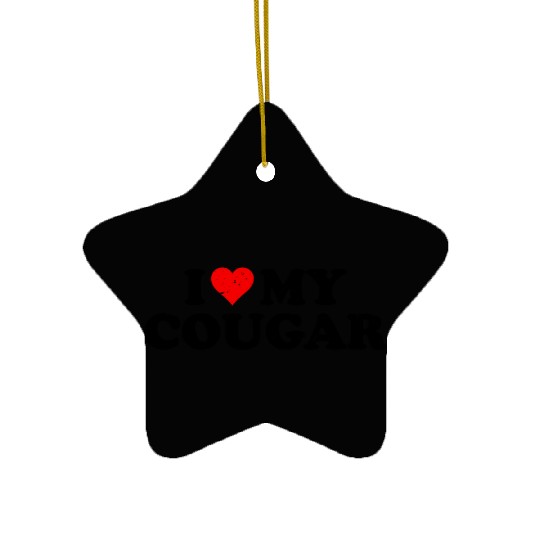 I Love Cougars Cougar Humor Valentine's Day 4WH1 Ceramic Ornaments