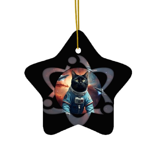Space Cat Science Ceramic Ornaments