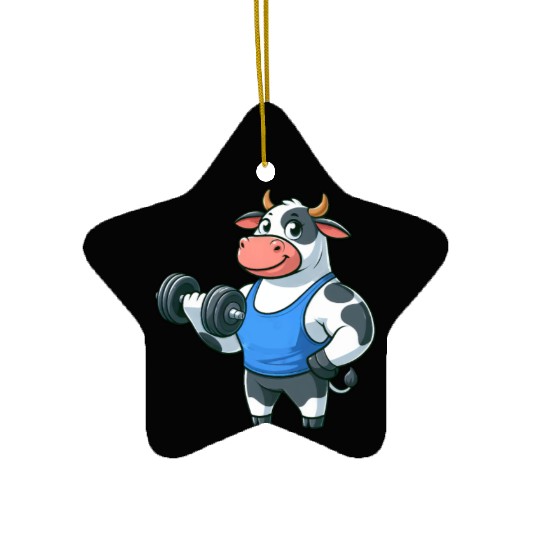 Strong Bull fitness workout at gym training Ceramic Ornaments