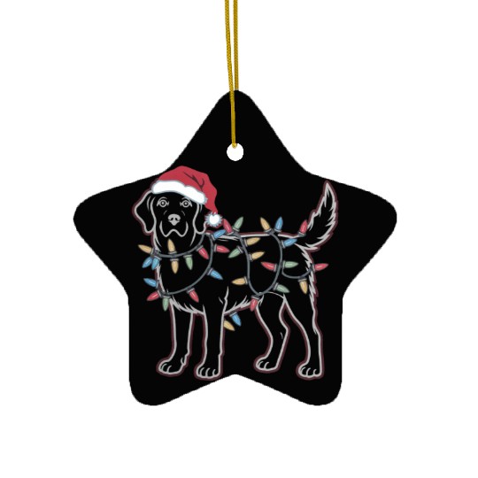 Labrador Retriever Christmas Lights Funny Dog Sant Ceramic Ornaments