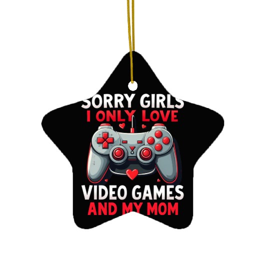 Valentines Day Boys kids Mom Son Video Games Gamer Ceramic Ornaments