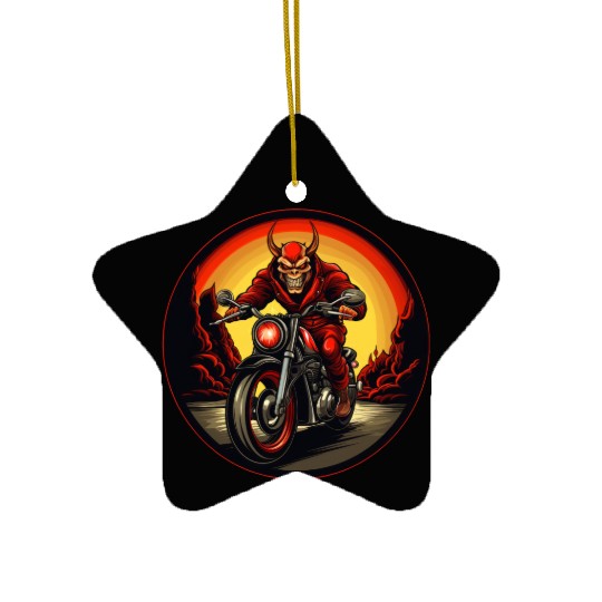 Teufel Motorcycle / Motorcyclist Teufel Ceramic Ornaments