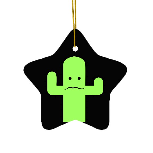 Cactus Face Fear Sad Spines Desert Funny Cacti Fun Ceramic Ornaments