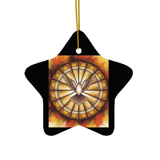 Stained Glass Dove in Flight - Peace & Spiritualit Ceramic Ornaments