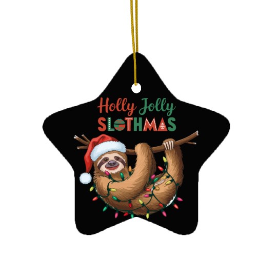 Holly Jolly Slothmas Ceramic Ornaments
