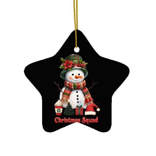 Snowman Christmas Family Gathering Ceramic Ornaments