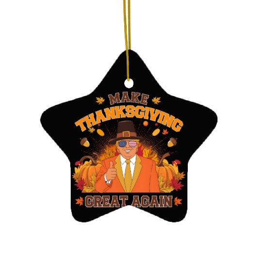 Make Thanksgiving Great Again Autumn Fall Leaves Ceramic Ornaments