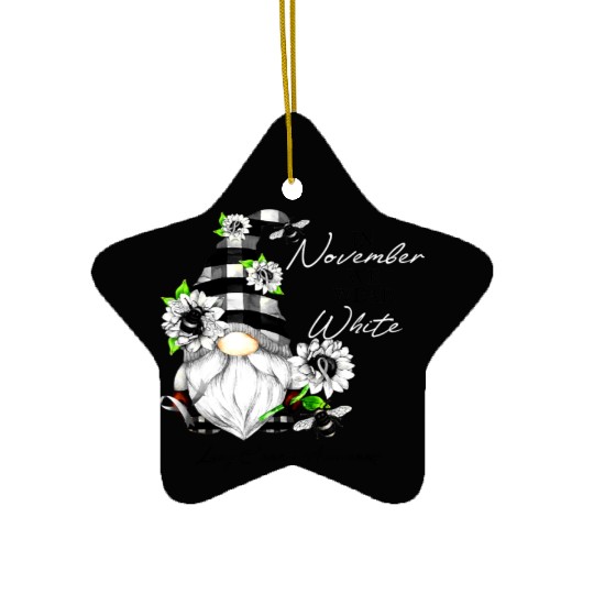 In November We Wear White for Lung Cancer Gnome Ceramic Ornaments
