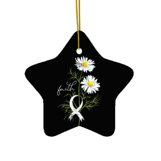 Lung Cancer Month Fight Support White Ribbon Ceramic Ornaments