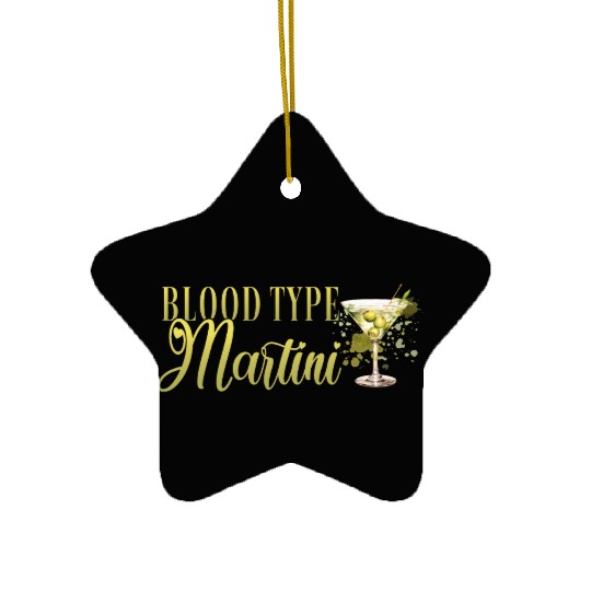 Blood Type Martini Cocktail Bartender Ceramic Ornaments