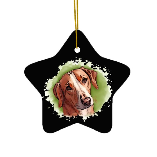 Dog SAVEBRACKE hunting dog - green watercolor Ceramic Ornaments