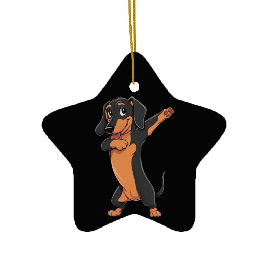 Dabbing dance post Dachshund dog lovers pet love Ceramic Ornaments