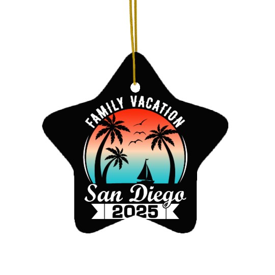 Family Vacation 2025 San Diego Summer Holiday Ceramic Ornaments