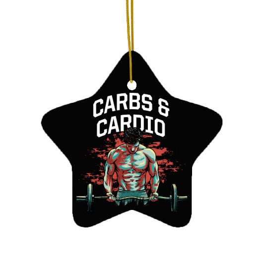 Carbs and Cardio Fitness Workout Health Gym Funny Ceramic Ornaments