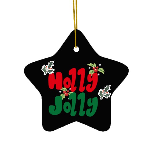 holly jolly Christmas Ceramic Ornaments