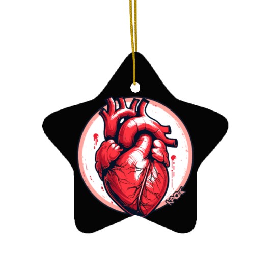 Anatomy of a Heart Ceramic Ornaments