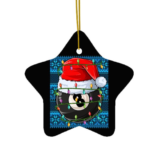 Billiard 8 Ball Christmas Lights Ceramic Ornaments