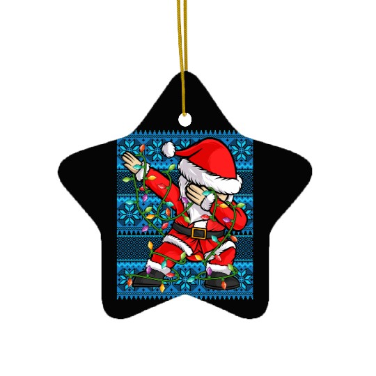 Dabbing Santa Christmas Lights Ceramic Ornaments