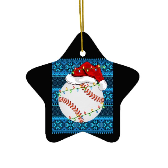 Baseball Christmas Lights Ceramic Ornaments