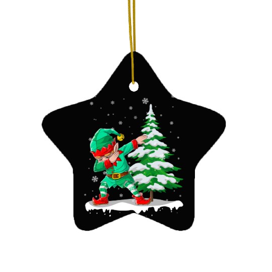 Dabbing Elf Christmas Tree Lights Xmas Family Ceramic Ornaments