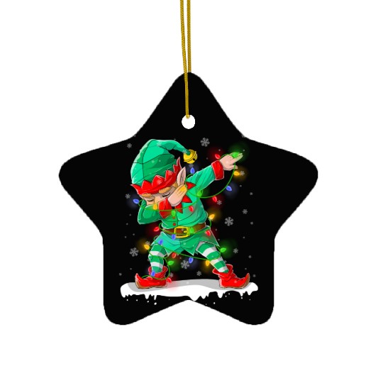 Dabbing Elf Christmas Tree Lights Xmas Family Ceramic Ornaments