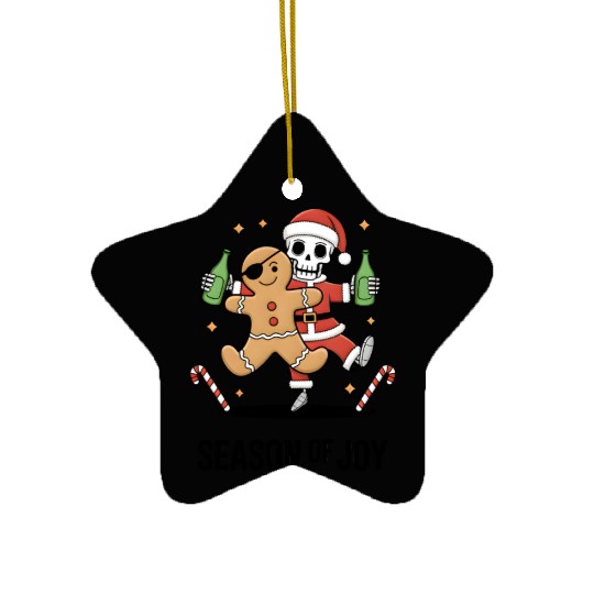 Season of joy: Gingerbread Pirate & Skeleton santa Ceramic Ornaments