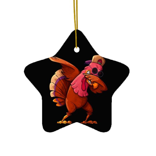 Dabbing Turkey Thanksgiving Funny Pilgrim Pilgrim Ceramic Ornaments