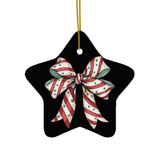 Christmas Coquette bow, Christmas Retro Ceramic Ornaments