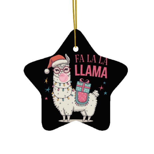 Christmas Llamas, Fa La La Llama Ceramic Ornaments