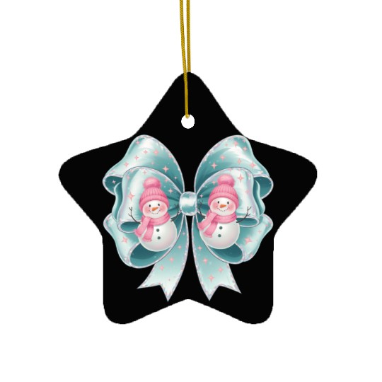 Bow Christmas, Merry Christmas Ceramic Ornaments