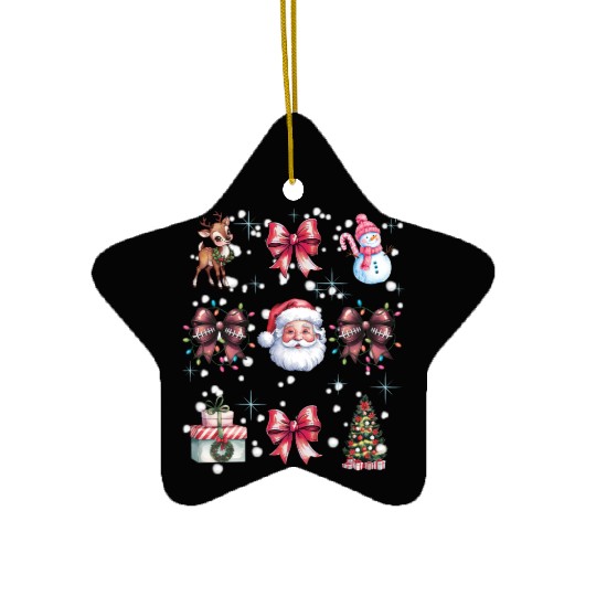 Christmas Coquette Bow, Cute Christmas Santa Ceramic Ornaments