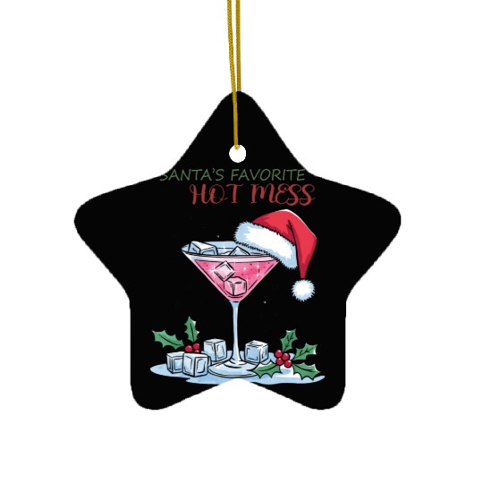 Santa Favorite Hot Mess, Merry Christmas Ceramic Ornaments
