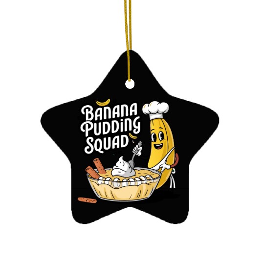 Banana Pudding Squad Lover Cooking Dessert Banana Ceramic Ornaments