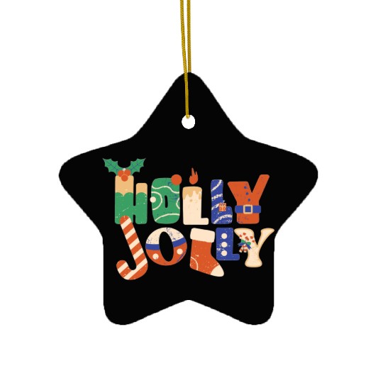Playful Textured Holly Jolly Ceramic Ornaments