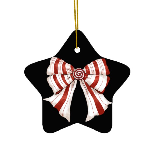 Christmas Coquette Bow, Cute Christmas Ceramic Ornaments