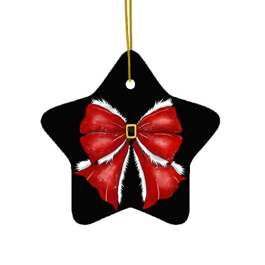 Christmas Coquette Bow, Cute Christmas Ceramic Ornaments