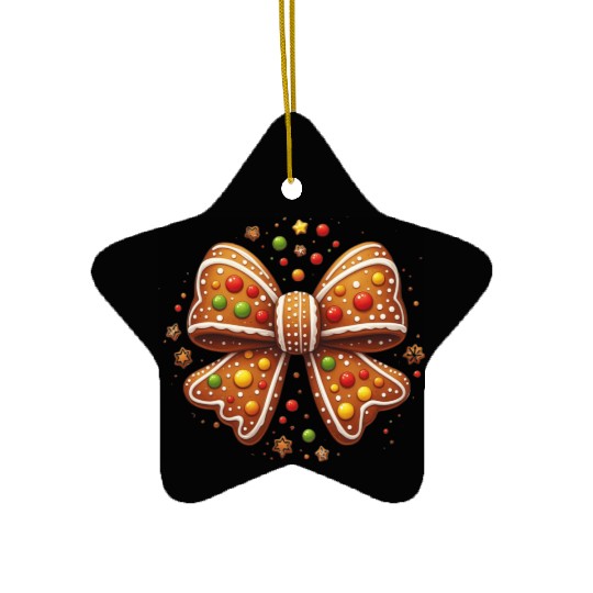 Gingerbread Coquette, Christmas Retro Ceramic Ornaments
