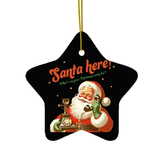 Santa Here, Merry Christmas Ceramic Ornaments
