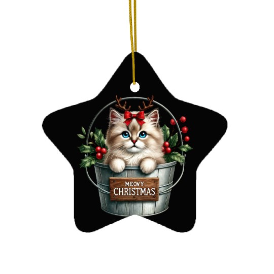 Cat Christmas, Christmas Retro Ceramic Ornaments