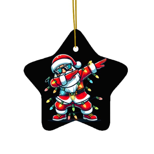 Dabbing Santa Christmas Ceramic Ornaments
