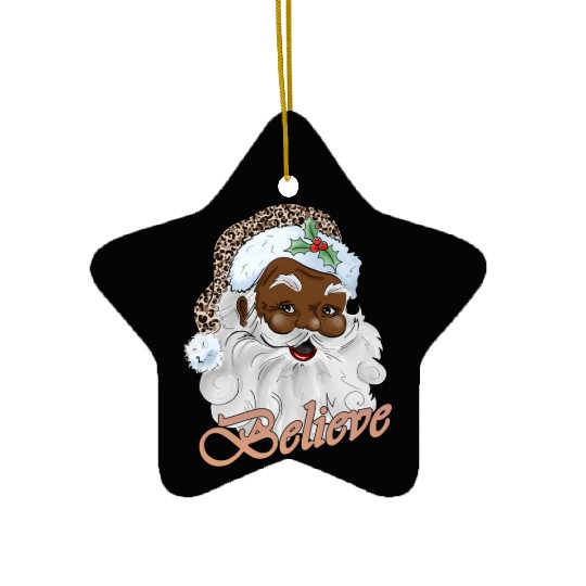 Black Santa, Merry Christmas Ceramic Ornaments