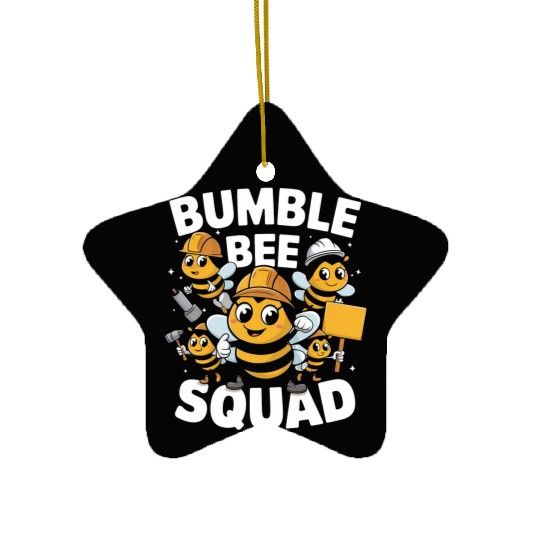 Fun Bumblebee Squad Cartoon Art Ceramic Ornaments
