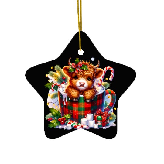 Christmas Cute Cow, Merry Christmas Ceramic Ornaments