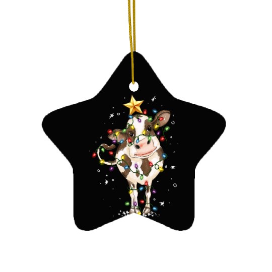 Cow Christmas Ceramic Ornaments