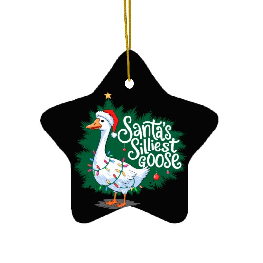 Santa s silliest goose Funny Christmas Family Ceramic Ornaments