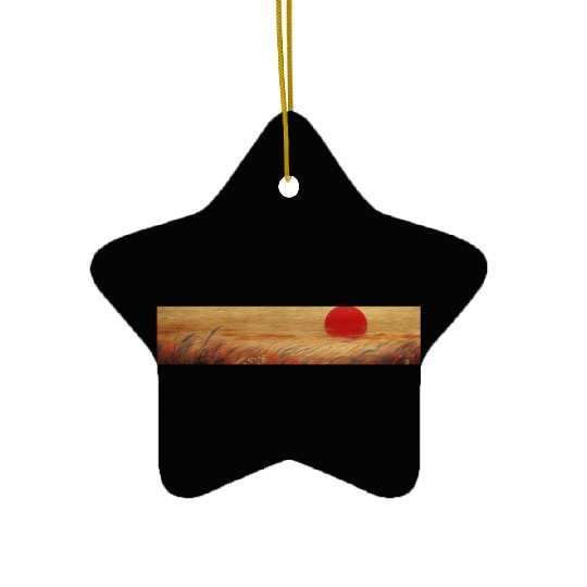 Sunset Serenity: Susuki Fields in Twilight Ceramic Ornaments