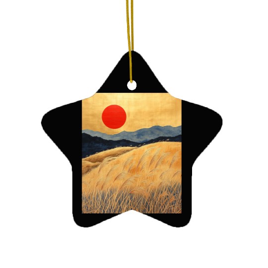 Sunset Serenity: Susuki Fields in Twilight Ceramic Ornaments